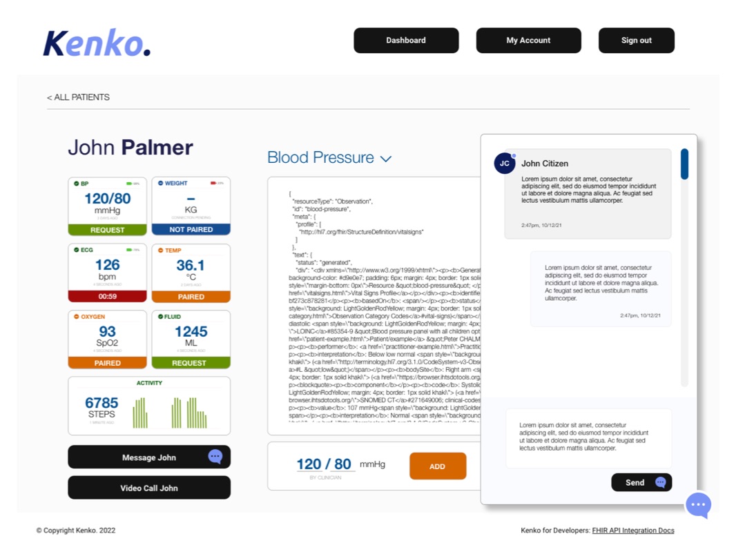 Kenko Clinician Cloud healthcare web application